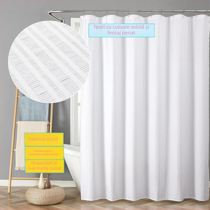 Perdea de duș din poliester, design simplu, stil modern minimalist, logo personalizabil, opțiuni de personalizare
