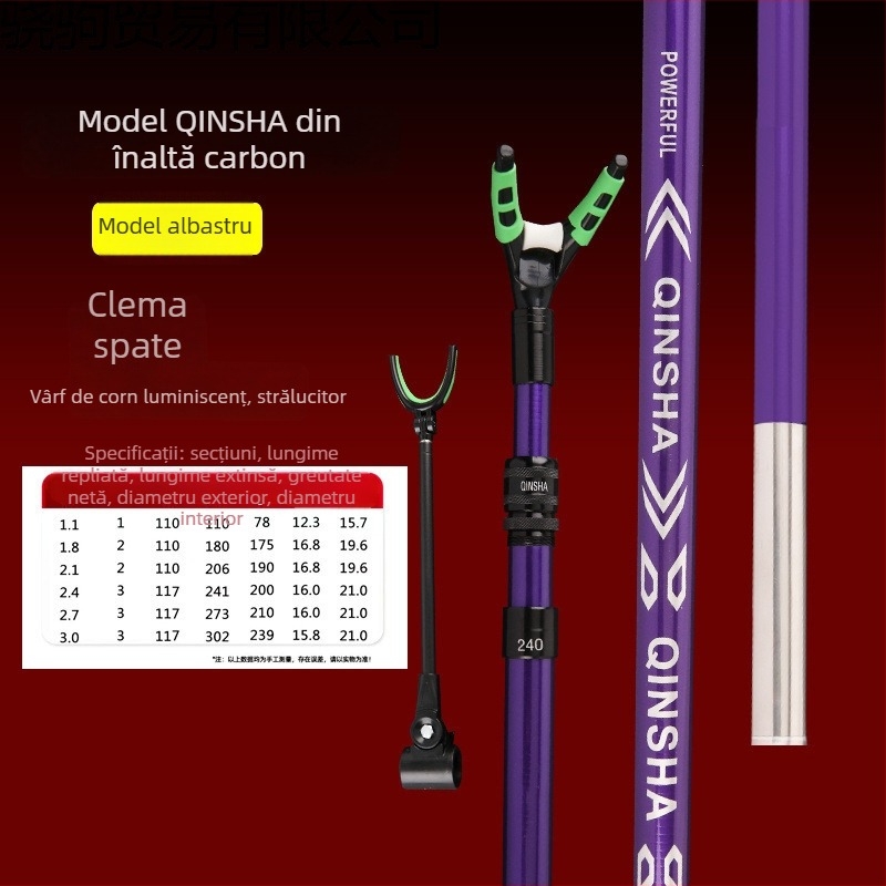 Suport pentru undițe din fibră de carbon – ultra-ușor, robust, utilizare dublă pentru înfigerea în pământ, cutie de pescuit, scaun de pescuit, raft pentru undițe, agățare posterioară