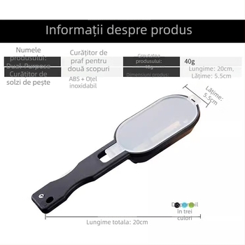 Răzuitor manual pentru solzi de pește cu capac – bucătărie, multifuncțional, design modern minimalist