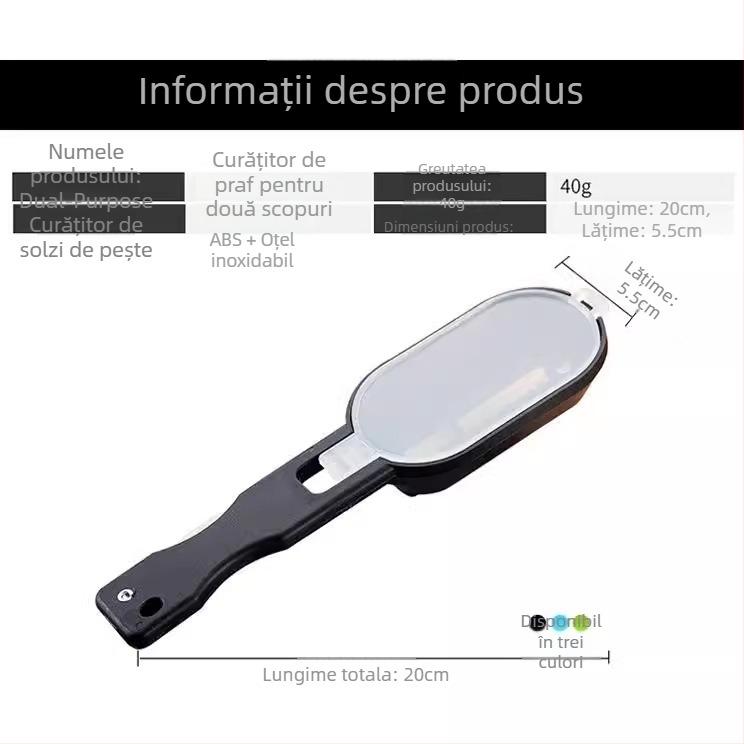 Răzuitor manual pentru solzi de pește cu capac – bucătărie, multifuncțional, design modern minimalist