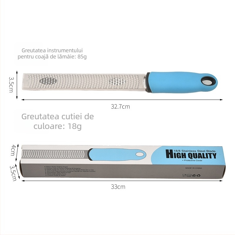 Răzătoare multifuncțională din oțel inoxidabil 304, zestier pentru citrice, răzătoare pentru brânză, curățare/cojire și felii de fructe, mâner PP+TPR