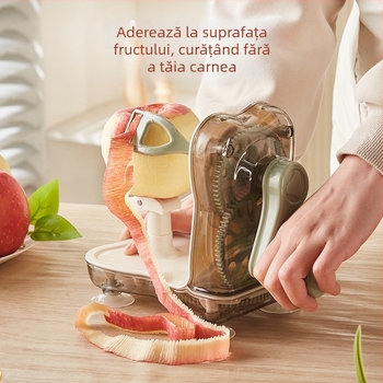 Liren decojit rotativ manual cu divizor de fructe – din plastic, pentru decojit fructe și legume, stil chinezesc nou