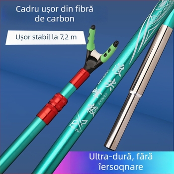 Suport pentru undițe din carbon ultra-ușor și stativ, destinat raftului cu bețe, cutiei de accesorii și scaunului de pescuit; neinrotativ, nepliabil