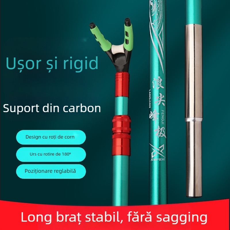 Suport pentru undițe din carbon ultra-ușor și stativ, destinat raftului cu bețe, cutiei de accesorii și scaunului de pescuit; neinrotativ, nepliabil
