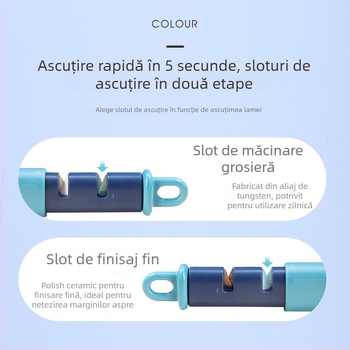 3 în 1 instrument de bucătărie: decojitor, răzuitor și ascuțitor de cuțite; corp din ABS; funcționare manuală