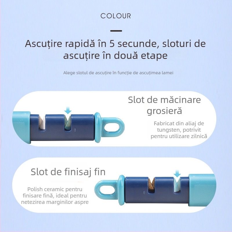 3 în 1 instrument de bucătărie: decojitor, răzuitor și ascuțitor de cuțite; corp din ABS; funcționare manuală