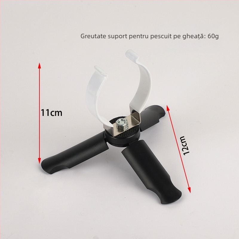Suport pentru undițe de pescuit la gheață – pliabil, rotativ la 360°, din metal, cu dublă utilizare