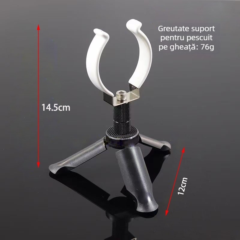 Suport pentru undițe de pescuit la gheață – pliabil, rotativ la 360°, din metal, cu dublă utilizare