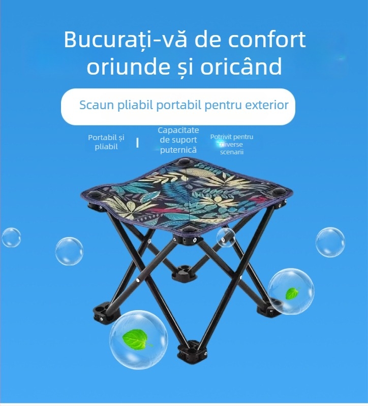 Scaun pliabil — oțel cu carbon înalt, portabil pentru exterior, personalizabil
