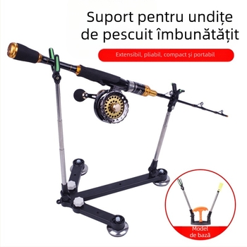 Suport reglabil pentru undițe pentru plută, barcă și pescuit pe gheață, cu iluminare; material: oțel inoxidabil și ABS