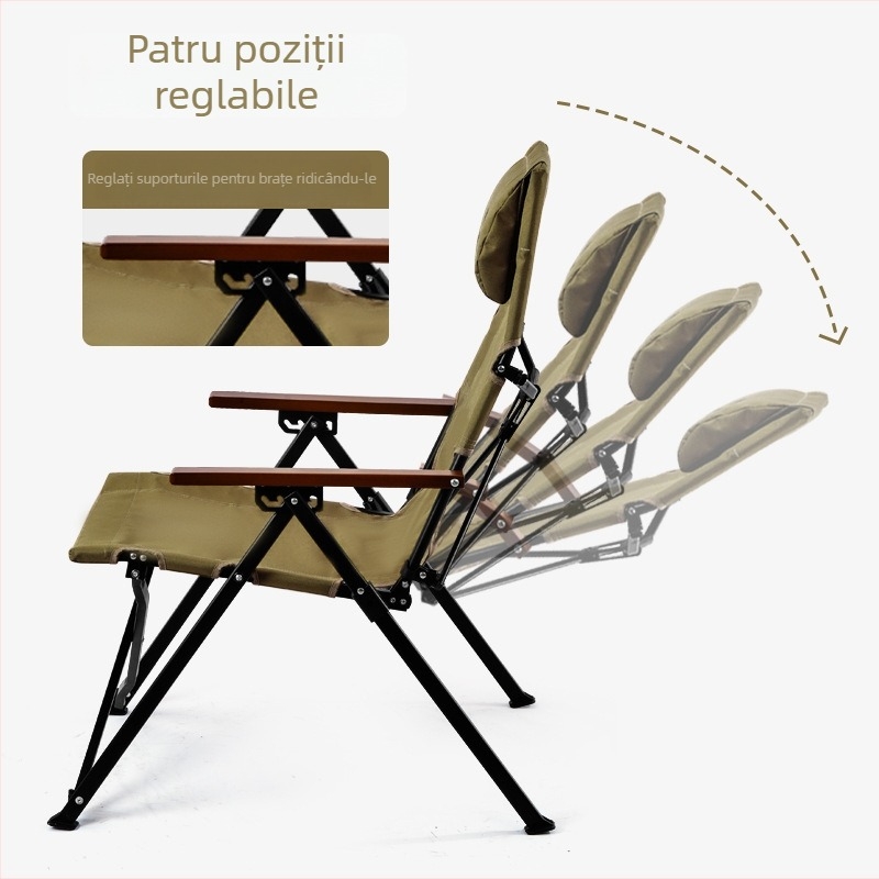 Scaun pliabil de exterior cu ridicare reglabilă în patru poziții, aliaj de aluminiu și oțel cu carbon, marca Aiket