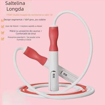 Coardă de sărit cu mișcare oscilatorie stânga-dreapta, rezistentă la vânt, versiunea 1.0, destinată orelor de educație fizică ale elevilor, ușor de folosit, durabilă, cu etichetă de nume și husă de depozitare