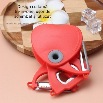 Curățitor/rasor portabil 3 în 1 — Material PP, logo personalizabil, feliază și rade fructe și legume