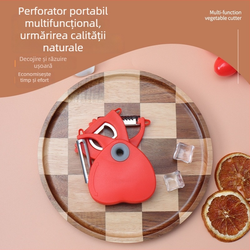 Curățitor/rasor portabil 3 în 1 — Material PP, logo personalizabil, feliază și rade fructe și legume