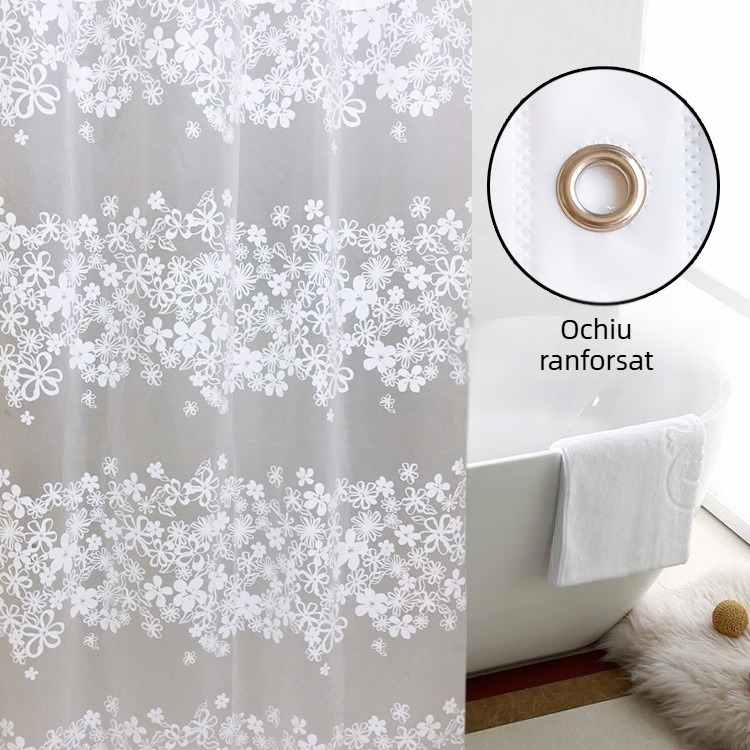 Cortină de duș PEVA cu model pătrat alb – impermeabilă și rezistentă la mucegai, stil Nordic, pentru baie, fereastră și separator de spațiu, de agățat