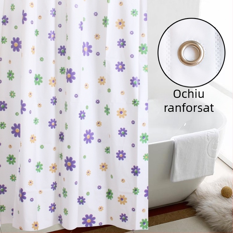 Cortină de duș PEVA cu model pătrat alb – impermeabilă și rezistentă la mucegai, stil Nordic, pentru baie, fereastră și separator de spațiu, de agățat
