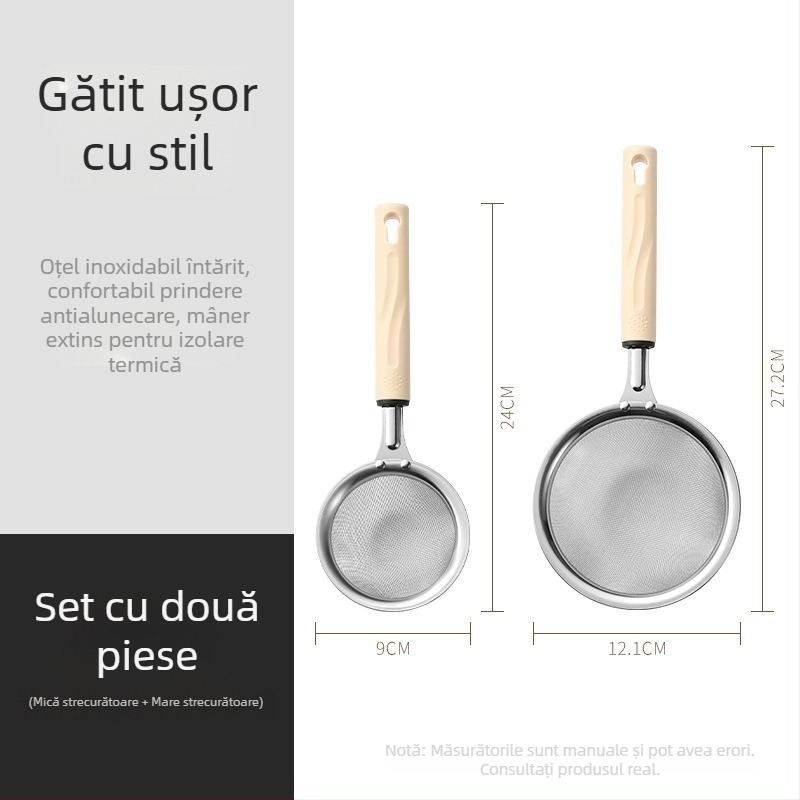 Set de bucătărie din oțel inoxidabil, format din 3 piese pentru uz casnic: strecurător, tel de ouă și separator de albușuri