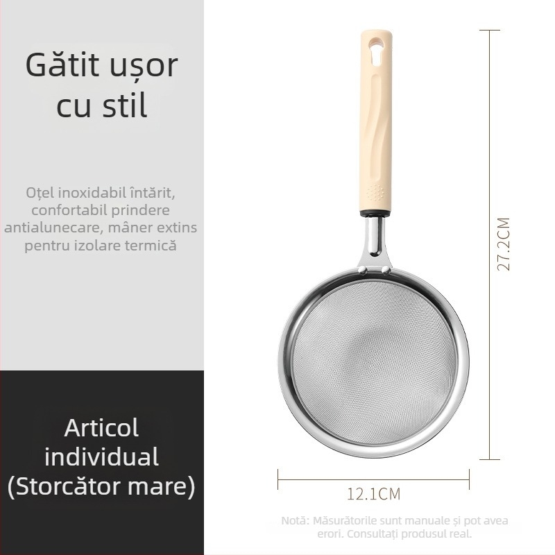 Set de bucătărie din oțel inoxidabil, format din 3 piese pentru uz casnic: strecurător, tel de ouă și separator de albușuri