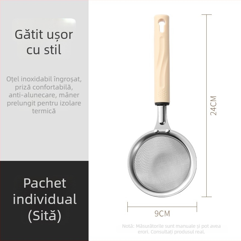 Set de bucătărie din oțel inoxidabil, format din 3 piese pentru uz casnic: strecurător, tel de ouă și separator de albușuri
