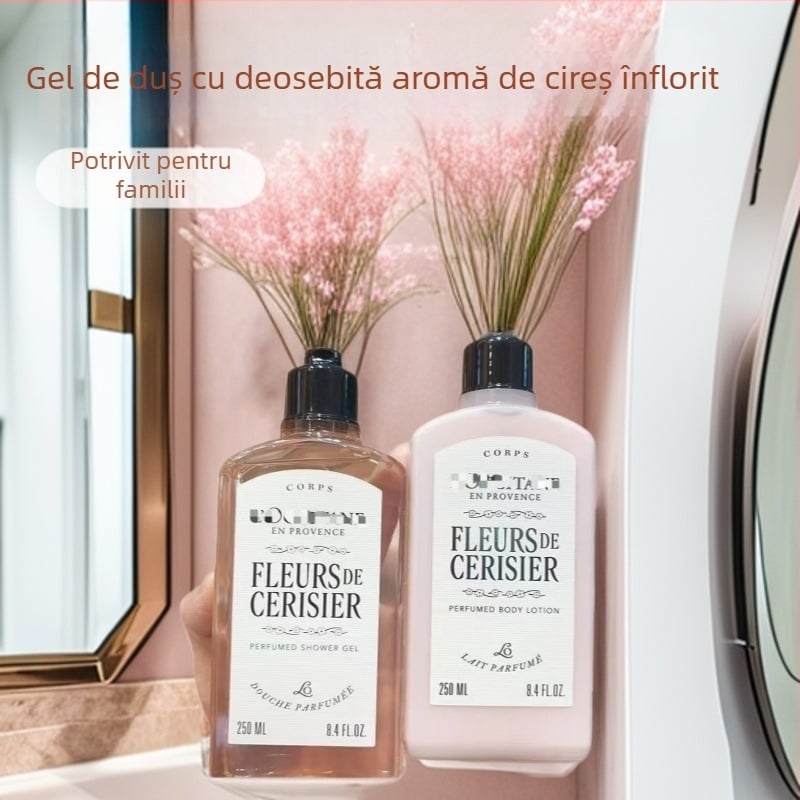 Sakura gel de duș și loțiune hidratantă pentru corp – set de baie cu hidratare și parfum de durată