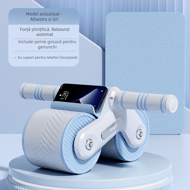 Roată abdominală cu două roți, revenire automată, modelul 002, greutate 1,88 kg, nepliabilă, pentru antrenament acasă și la birou