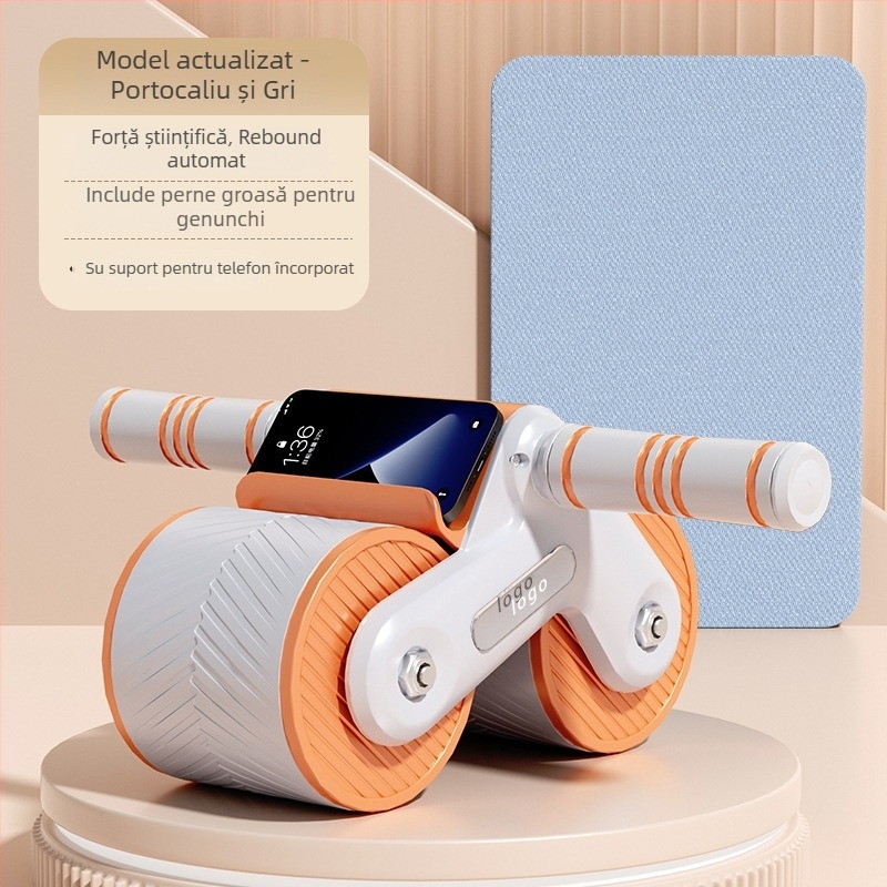 Roată abdominală cu două roți, revenire automată, modelul 002, greutate 1,88 kg, nepliabilă, pentru antrenament acasă și la birou