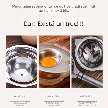 Separator pentru gălbenuș și albuș de ou, oțel inoxidabil 316, fără electricitate, stil modern