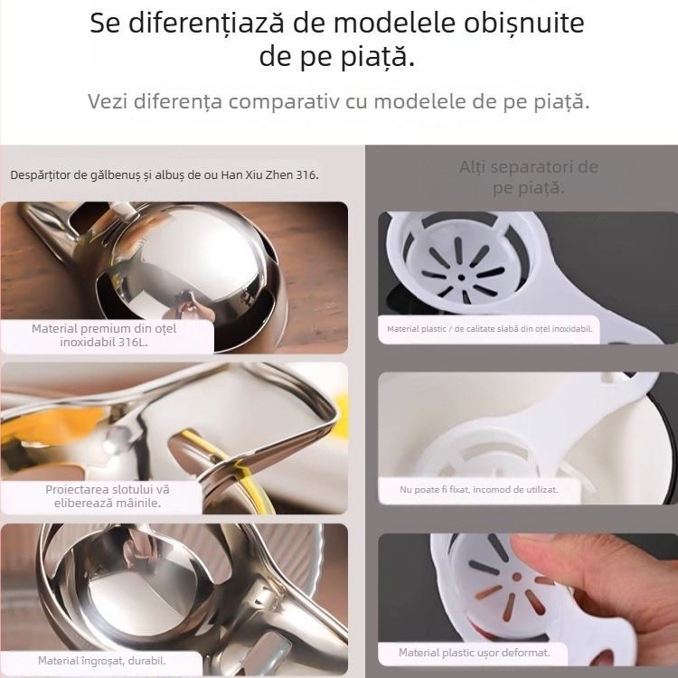 Separator pentru gălbenuș și albuș de ou, oțel inoxidabil 316, fără electricitate, stil modern