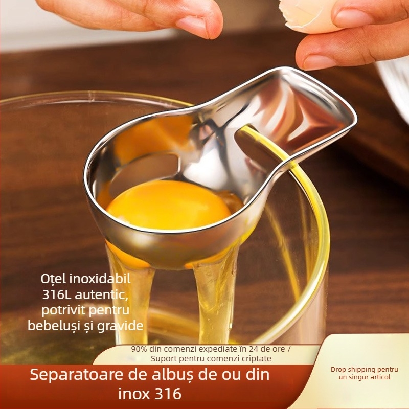 Separator pentru gălbenuș și albuș de ou, oțel inoxidabil 316, fără electricitate, stil modern