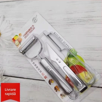 Set 3 în 1 pentru curățare: decojit cartofi, răzuitor pentru fructe și legume, cuțit de decojit