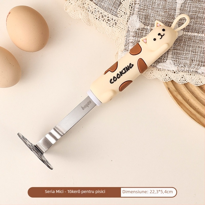 Set de bucătărie din oțel inoxidabil cu pisicuță în stil desen animat: tel, separator de albușuri, sită pentru făină și zdrobitor de cartofi