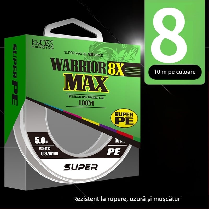Linie principală, PE împletită cu 8 fire, 100 m, rezistență înaltă, pachet de 200 buc.