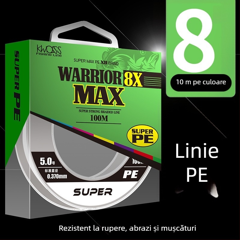 Linie principală, PE împletită cu 8 fire, 100 m, rezistență înaltă, pachet de 200 buc.