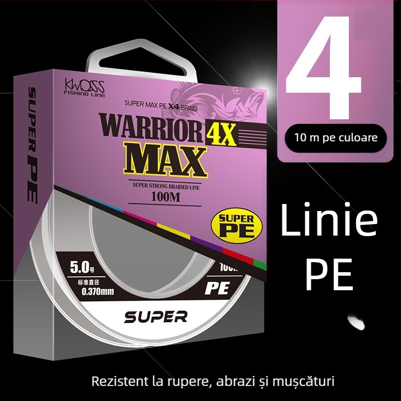 Linie principală, PE împletită cu 8 fire, 100 m, rezistență înaltă, pachet de 200 buc.