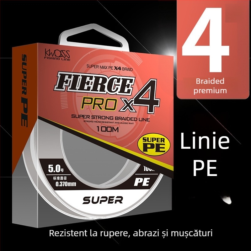 Linie principală, PE împletită cu 8 fire, 100 m, rezistență înaltă, pachet de 200 buc.