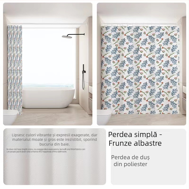 Draperie de duș din poliester, stil pastoral, cu logo personalizabil și modele variate