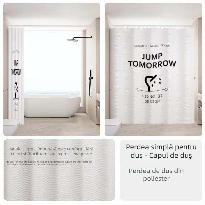 Draperie de duș din poliester, stil pastoral, cu logo personalizabil și modele variate