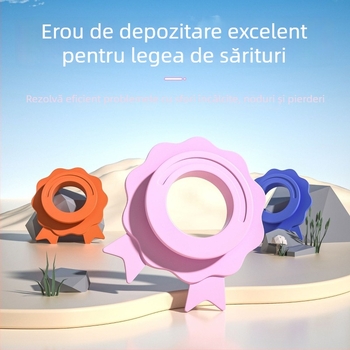 Organizator de sfoară pentru perete, fără găuri, Angtop PVC 62x70x13 mm, antiîncurcări, pentru copii și adulți