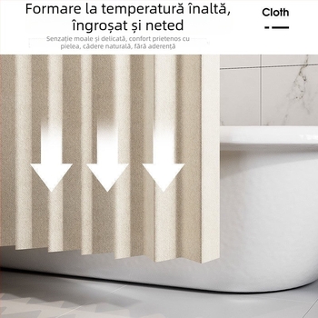 Set perdele de duș pliabile cu magnet, fără găuri, țesătură impermeabilă din in, duș curbat pentru cadă și toaletă, separare uscat-umed
