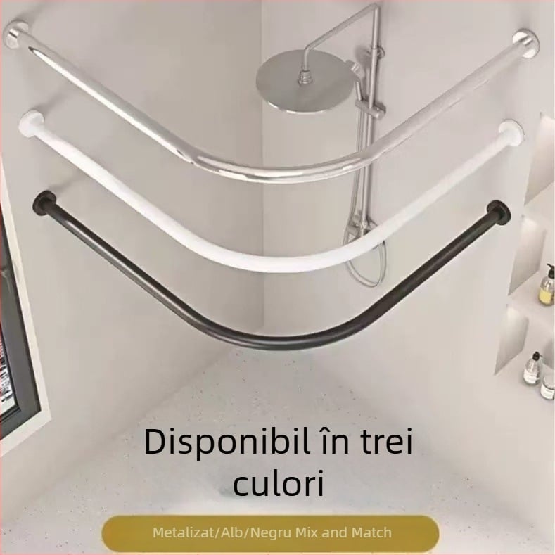 Set perdele de duș pliabile cu magnet, fără găuri, țesătură impermeabilă din in, duș curbat pentru cadă și toaletă, separare uscat-umed