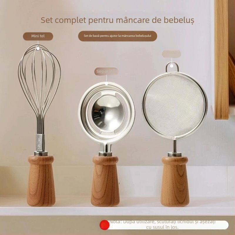 Set de unelte pentru hrănire bebeluți, cu mâner PP — design modern minimalist, lansat în 2023, brand Unique.