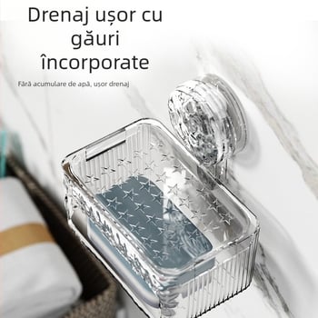Cutie săpun cu ventuză Youyi, montaj pe perete, din plastic, două niveluri, 200 buc