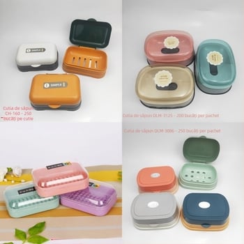 Recipient de săpun din plastic, dublu nivel, fără cusături, cu cârlig autoadeziv pentru baie, marcă Lemi, 240–250 bucăți