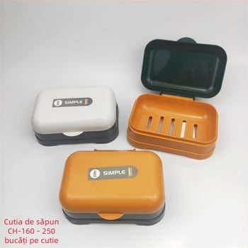 Recipient de săpun din plastic, dublu nivel, fără cusături, cu cârlig autoadeziv pentru baie, marcă Lemi, 240–250 bucăți