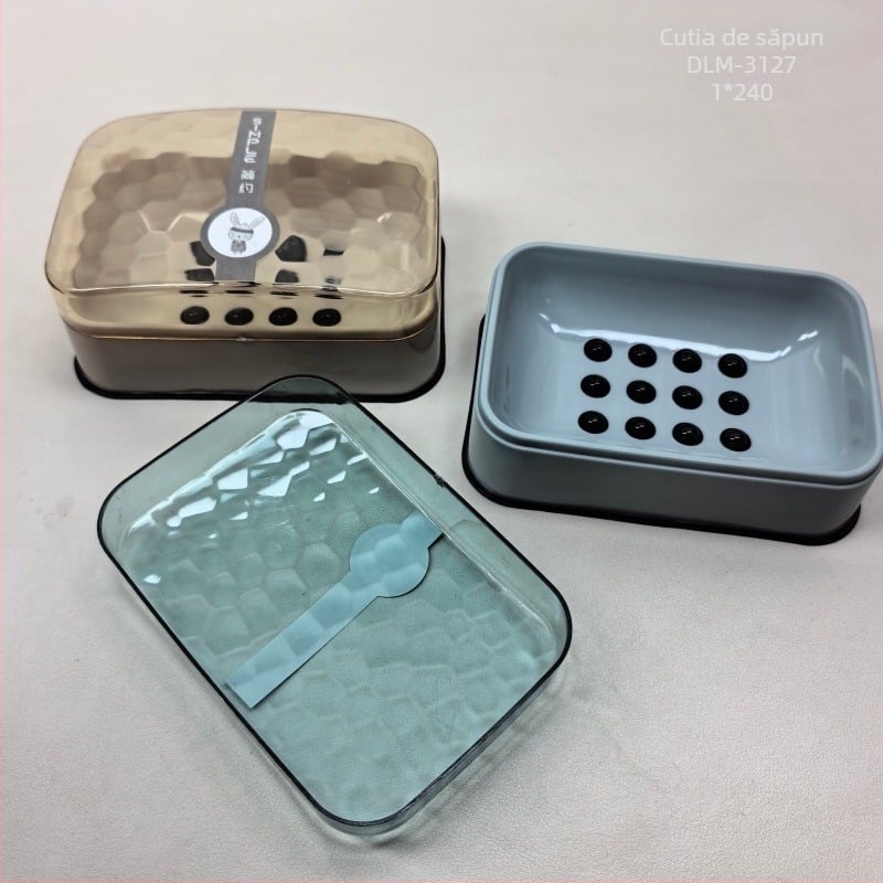 Recipient de săpun din plastic, dublu nivel, fără cusături, cu cârlig autoadeziv pentru baie, marcă Lemi, 240–250 bucăți