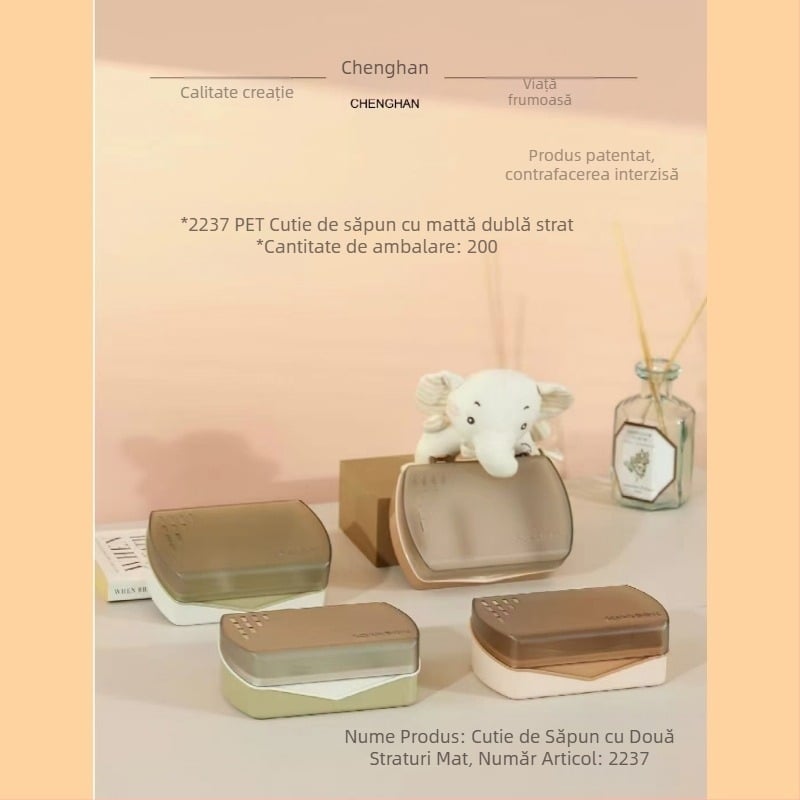 Recipient de săpun din plastic, dublu nivel, fără cusături, cu cârlig autoadeziv pentru baie, marcă Lemi, 240–250 bucăți