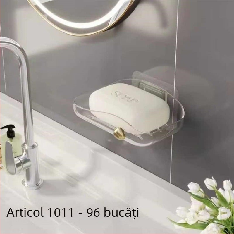 Recipient de săpun din plastic, dublu nivel, fără cusături, cu cârlig autoadeziv pentru baie, marcă Lemi, 240–250 bucăți