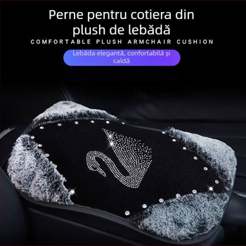 Perna de cotieră auto din material textil cu pluș de iarnă și cristale, model 0321