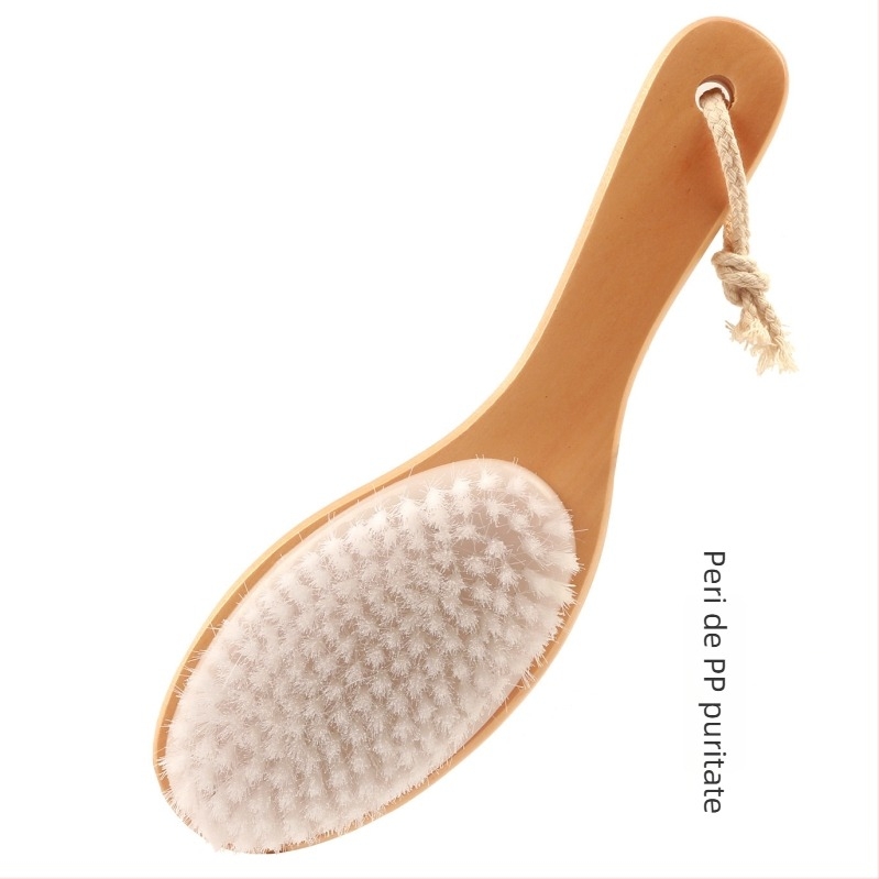 Perie de baie pentru corp și masaj, mâner curbat în formă de picior de pui, periile de lotus, exfoliere și masaj cu fire moi