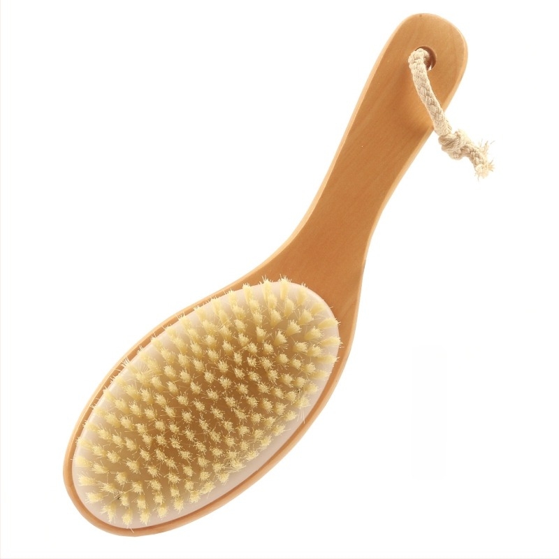 Perie de baie pentru corp și masaj, mâner curbat în formă de picior de pui, periile de lotus, exfoliere și masaj cu fire moi